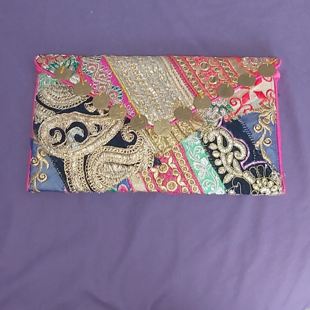 Indian Crossbody bag/clutch- Embroidered Handbag -